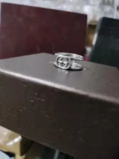 GUCCI グッチ シルバー925インターロッキングオープンワイドリング 17号