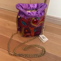ビーズ刺繍 紫 ショルダーバッグ