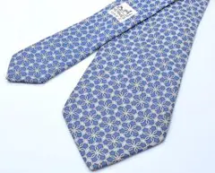 HERMES エルメス 花柄 シルクネクタイ ブルー 青 メンズ 男性