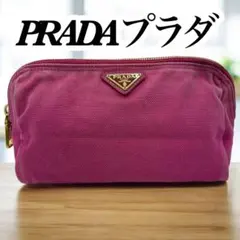 【希少色】PRADA プラダ カナパ ポーチ 三角ロゴ フューシャピンク