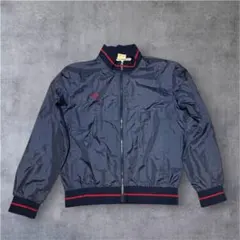 80s adidas デサント製 ナイロンジャケット トレフォイル 紺赤 M