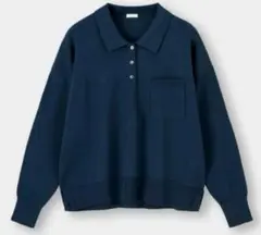 GU ネイビー　長袖ポロシャツ