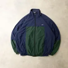 90s古着NIKEナイロンジャケットスウッシュネイビーグリーンDB397