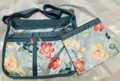 超美品　レスポートサック　花柄ショルダーバッグ デラックスエブリデイ　ポーチ付き