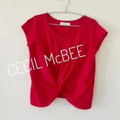 CECIL McBEE フロントツイスト 半袖Tシャツ レッドのサムネイル