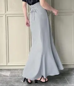 JUNOAH ジュノア マーメイドスカート ハイウエストレースアップスカート