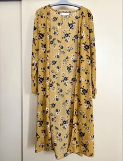 セシルマクビー　花柄ロングシャツ　 カーディガン　マスタード