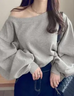 値下げ‼️ GRL オフショルダースウェットトップス[pm392] グレー