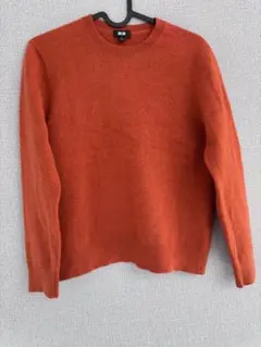 ユニクロ　カシミア100% クルーネックニット　メンズ　M オレンジ