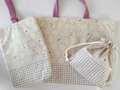 レッスンバッグ 上履き入れ コップ袋 さくらんぼ チェック 入園入学セット