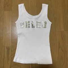 ホワイト スパンコール タンクトップ CELEB