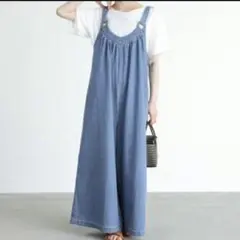n'OrLABEL ハトメ デザイン ワイド デニム サロペット 2のサムネイル