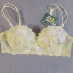 Wacoal B75 ブラジャー 花柄レース イエロー系 フェミニン タグ付き