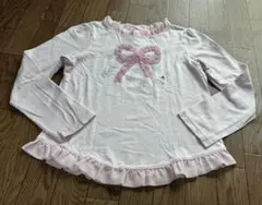ミキハウス　140 長袖Tシャツ　ピンク　リボン