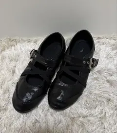 ZARA バックル付きパテント風バレエシューズ 36(23.4cm)