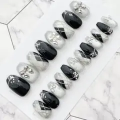 2566.（全サイズ現品販売）マグネット×アーガイルネイルチップ