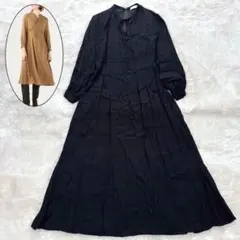 美品 レリアン ロングシャツワンピース バンドカラー シルク混 近年