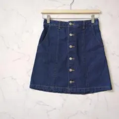 【美品】C・O・L・Z・A コルザ 前ボタン デニム 台形スカート S 濃紺