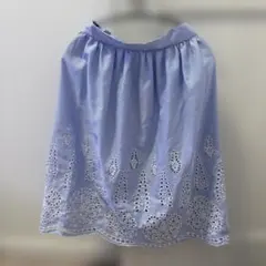 水色 刺繍 フレアスカート S