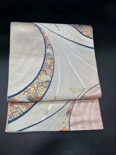 高級　洒落帯　袋帯　♢ 正絹　飛鶴　花鳥文　花菱亀甲　松竹梅　草花模様　409