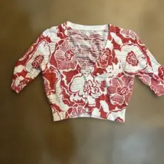 モ*コ様 バナナリパブリック花柄 Vネックカーディガン 半袖 Sサイズ