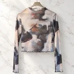 SHEIN シースルー メッシュ 長袖カットソー Y2K