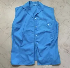 Y2k 古着 ベスト ノースリーブ ブルー 水色 昭和 レトロ