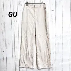 GU コーディロイ ストレートパンツ ウエストゴム ホワイト 【L】
