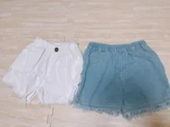 ホワイト・デニムブルー 半ズボン 2点セット