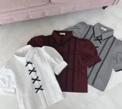 evelyn ♡エブリン ブラウス ギンガムチェックリボン ♡黒♡