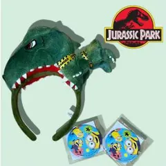 USJ ユニバ　カチューシャ　ジュラシック　パーク　ミニオン缶バッジ付き