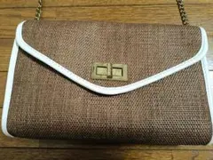 【Honeys】ブラウン かごバッグ クラッチバッグ ショルダーバッグのサムネイル