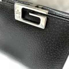 正規品 オールド・グッチ Gクリップ Gロゴ金具 レザー二つ折り財布