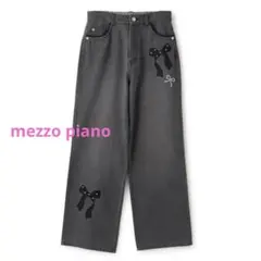 新品 メゾピアノ mezo piano デニム ズボン リボン フリル 黒