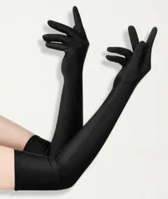 ストレッチロンググローブ　黒　ウェディングドレス手袋　ブラック　結婚式