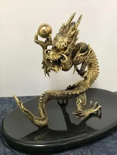 24KGP 龍の墨つぼ 金 金メッキ 年代物 アンティーク 大工道具 墨壺