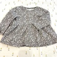 テータテート　薄手　トレーナー　チュニック　花柄　グレー