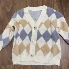 ダイヤ柄Vネックニットカーディガン