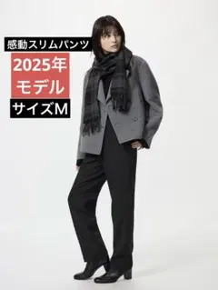 美品★ユニクロ 感動スリムパンツ 黒ブラックMレディース　2025年モデル