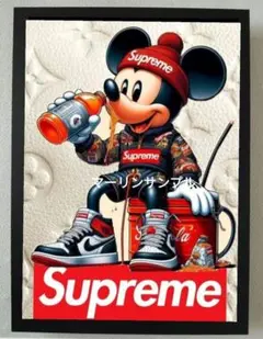 SupremeミッキーマウスNIKEポスターフレーム付き壁掛けパロディアート