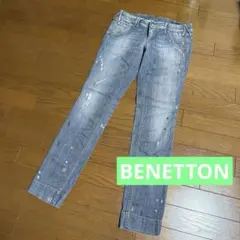 BENETTON スリム JEANS ローライズ　 ペイント・ダメッジ加工　26のサムネイル