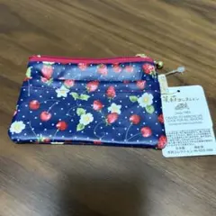 いちご柄 ネイビー コインケース