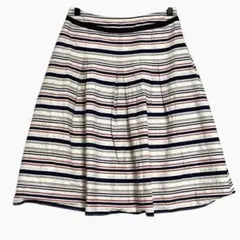 ジェイプレス　ボーダー フレアスカート　白　9/ M