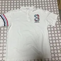 adidas ホワイト ポロシャツ 3の数字入り　サイズはO/G