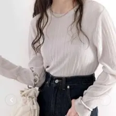 CLASSICAL ELF クラシカルエルフ　ラウンドネック袖メローブラウス