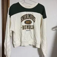 Tシャツ　白　緑　長袖　M