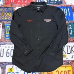 DISCOUNT TIRE 企業ロゴ 刺繍 ワークシャツ 長袖 ブラック M