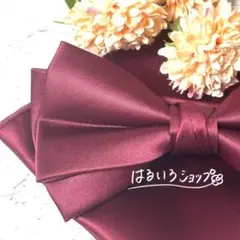 蝶ネクタイ チーフ セット ボルドー 赤 結婚式 披露宴 高級 新品