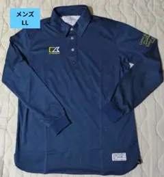 Cutter & Buck ネイビー ドット柄 長袖ポロシャツLL