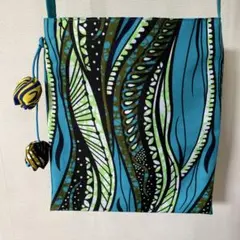 ◆ハンドメイド✂️ ◆アフリカ布・波型◆斜め掛けショルダーバッグ・サコッシュ